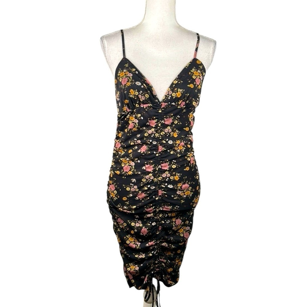 Forever 21 Black Floral Y2K 90's Cottagecore Spaghetti Strap V-neck Dress Small